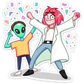 🥳 cartoon, animation, sticker, characters, party, fun whatsapp sticker