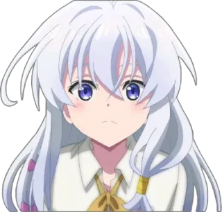 😯 Anime, Mädchen, Weißes Haar, Cartoon telegram sticker