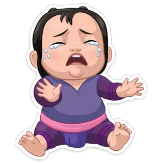 😢 piangere, triste, arrabbiato, bebè, cartone animato telegram sticker