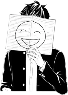♥️ hombre, emo, sonrisa, máscara, anime, manga telegram sticker