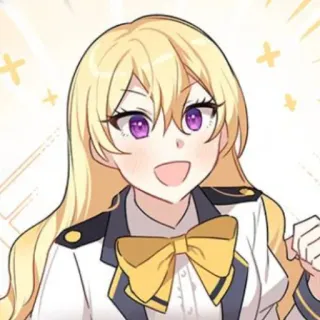 🥡 Anime, Mangá, Desenho animado, Garota, Uniforme escolar, Cabelo loiro, Fofa telegram sticker