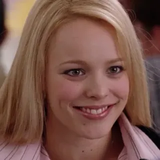 😃 Regina George Mean Girls malvada, menina, filme, sorriso, Rachel McAdams telegram sticker