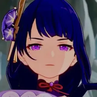 👿 Raiden Shogun Genshin Impact anime, video game, character, purple eyes, serious, female telegram sticker