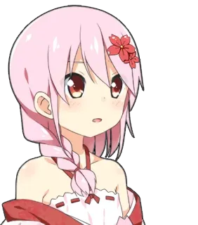 😮 Anime, Garota, Desenho animado, Cabelo rosa, Olhos vermelhos, Personagem whatsapp sticker