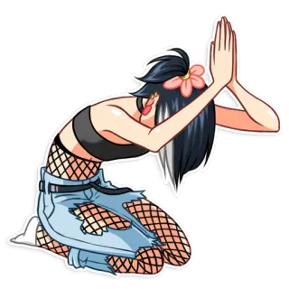 🙏 Anime, menina, ajoelhada, implorando, rogando, feminino whatsapp sticker