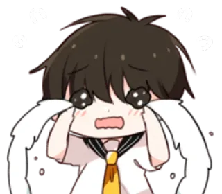 😢 crying, anime, sad, distressed, cartoon, emotional whatsapp sticker