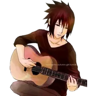 🎸 loverofthe-autumn-girl.tumblr.com guitare, animé, musique, dessin animé, art whatsapp sticker