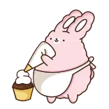 🍦 kelinci, memanggang, cupcake, imut, celemek, makanan penutup, bunny telegram sticker