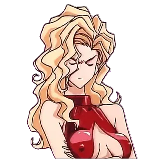😑 anime, woman, angry, blonde, cartoon telegram sticker