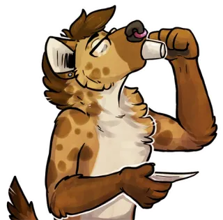 ☕ hiena, furry, antropomorfo, animal, café, té, bebida telegram sticker