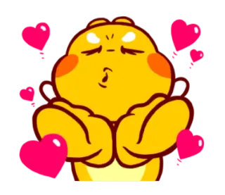❤ 愛, ハート, 黄色, 動物, キス, 可愛い, 漫画, 表情 telegram sticker