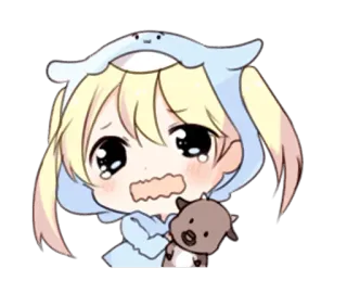 😢 anime, chibi, cute, kawaii, crying, sad, cartoon whatsapp sticker
