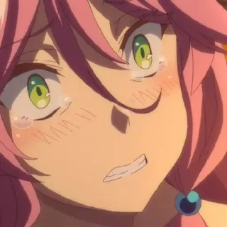 😰 anime, menangis, rambut pink, perempuan, sedih telegram sticker