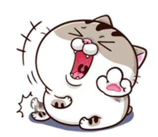 🤣 Katze, Cartoon, Gähnen, Schläfrig, Ausdruck, Sticker, Tier, Süß whatsapp sticker