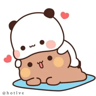 ❤ @hotlve panda, cute, kawaii, bear, love, heart telegram sticker