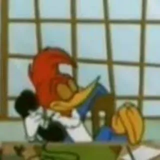 📞 Woody Woodpecker 우디 우드페커, 만화, 새, 캐릭터, 애니메이션, 웃긴 telegram sticker