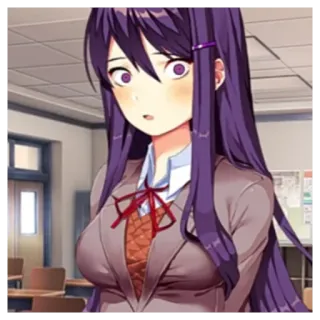 😮 Yuri Doki Doki Literature Club! Anime, Charakter, Schulmädchen, Doki Doki Literature Club, Yuri telegram sticker