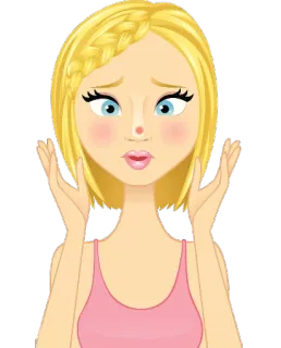 🤥 femme, blonde, dessin animé, fille, perdue, expression telegram sticker