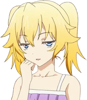😏 anime, chica, personaje, rubia, mujer, dibujo animado telegram sticker