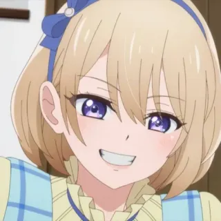💛 animé, dessin animé, fille, sourire, blonde, mignon, personnage telegram sticker