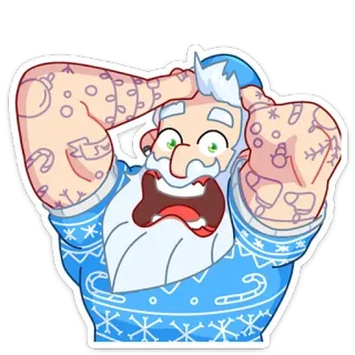 😡 Santa Claus ซานต้า, คริสต์มาส, วันหยุด, การ์ตูน, กังวล, ตกใจ, รอยสักเครื่องประดับ telegram sticker