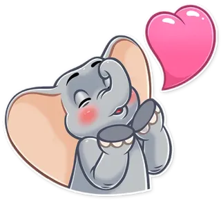 😘 Elefant, Herz, Liebe, Cartoon, Niedlich whatsapp sticker