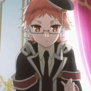 😔 Anime, Jongen, Rood haar, Bril, Hoed whatsapp sticker