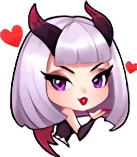 💋 demon, devil, girl, cute, heart, blowing kiss, chibi telegram sticker