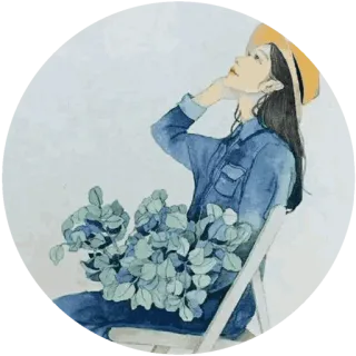 🌸 женщина, цветок, девушка, шляпа, сидящая, искусство telegram sticker