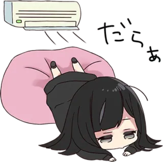 🥵 たらぁ garota anime, chibi, kawaii, ar condicionado, cansado/a, exausto/a telegram sticker