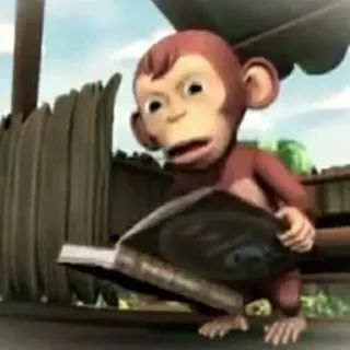 🐒 scimmia, leggere, animale, libro whatsapp sticker