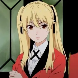 🦮 Mary Saotome Kakegurui anime, rubia, chica, Kakegurui, Mary Saotome, coletas telegram sticker