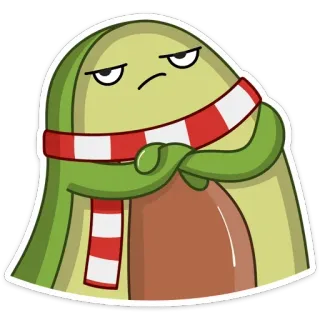 😡 Dessin animé, Personnage, Écharpe, Vert, Autocollant telegram sticker