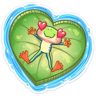 😍 rana, cuore, amore, cartone animato, animale, carino, adesivo telegram sticker