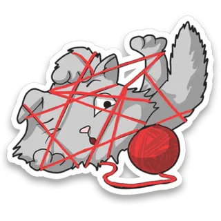 😥 Katze, Kätzchen, Garn, Ball, spielerisch, verheddert telegram sticker