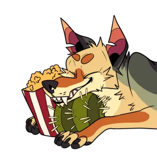 🍟 desenho animado, cachorro, animal, pipoca, cacto telegram sticker