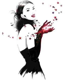 😍 femme, étoiles, mode, art, glamour, illustration telegram sticker
