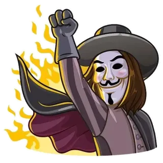 ☺️ Guy Fawkes V for Vendetta กาย ฟอกส์, นิรนาม, หน้ากาก, การเมือง, ประท้วง, การปฏิวัติ telegram sticker