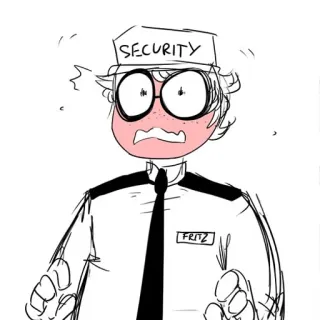 😳 SECURITY beveiliger, bezorgd, cartoon telegram sticker