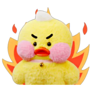 🐣 duck, angry, cute, cartoon, angry duck, yellow duck, plush duck telegram sticker