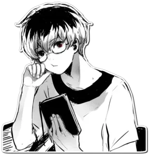 😕 Anime, Manga, Personaje, Gafas, Libro telegram sticker