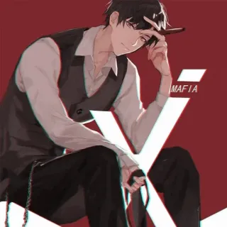 🚬 MAFIA Мафия, Аниме, Мужчина, Жилет, Сигара telegram sticker