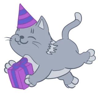 🎁 Katze, Party, Geburtstag, Geschenk, Feier whatsapp sticker