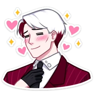☺️ аниме, красивый, любовь, румянец, сердечки, костюм telegram sticker