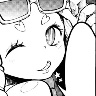 😋 garota anime, óculos de sol, desenho animado, mangá, mulher, estrelas, coração, piscadela telegram sticker