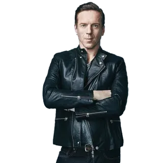 🤟 actor, man, leather jacket, Damian Lewis, portrait whatsapp sticker