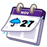 π NOV 27 kalender, november, datum, weer, regen, paraplu telegram sticker