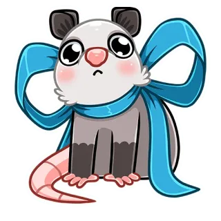 🎁 zarigüeya, animal, lindo, dibujos animados, triste, cinta whatsapp sticker