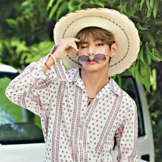 😉 V v, bts, kpop, idol, cantante, sombrero, gafas de sol telegram sticker