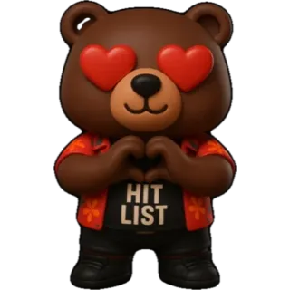 😍 HIT LIST Bär, Herzaugen, Abschussliste, Liebe, Valentinstag, Cartoon whatsapp sticker